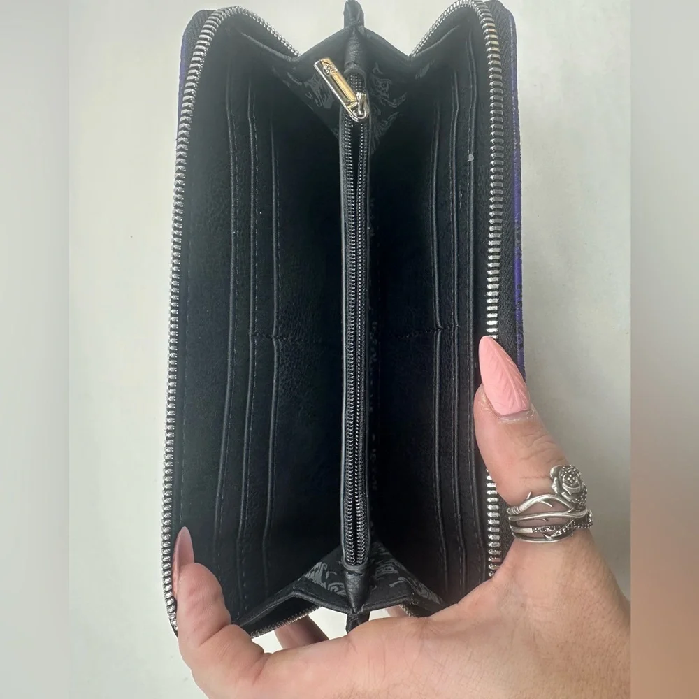 Loungefly Haunted Mansion Purple Wallpaper Mini Backpack & Wallet OG Heart Logo